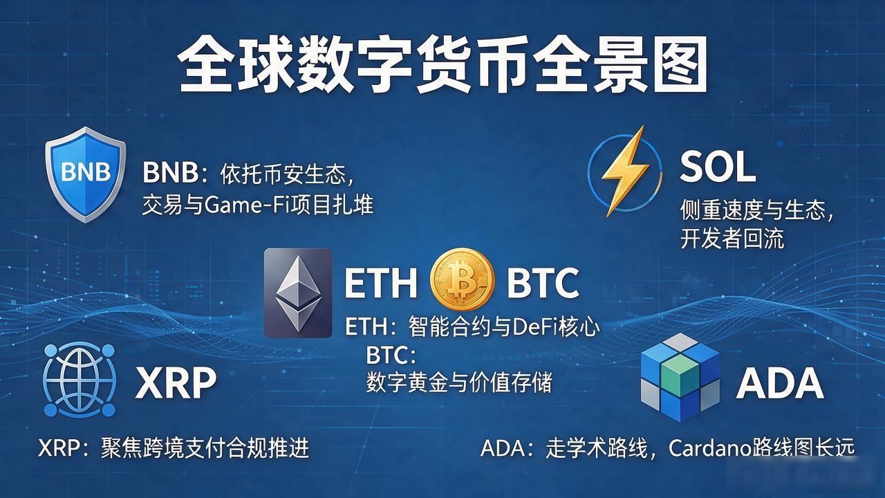 主流数字货币十大排名市值生态分析_十大数字货币是什么_比特币以太坊BNB SOL投资价值对比