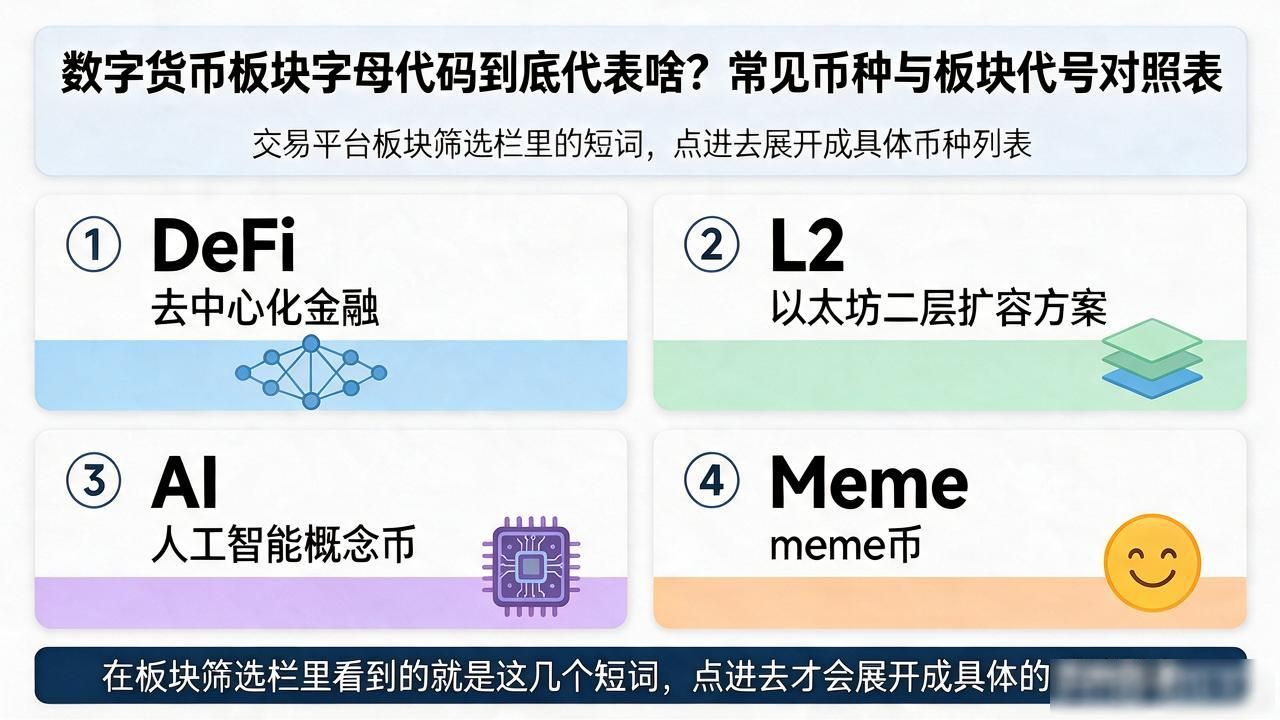 数字货币板块字母代码到底代表啥？常见币种与板块代号对照表
