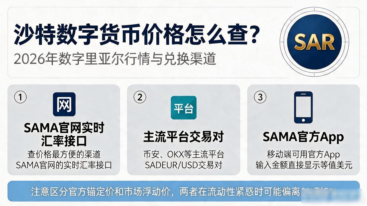 沙特数字货币价格怎么查？2026年数字里亚尔行情与兑换渠道