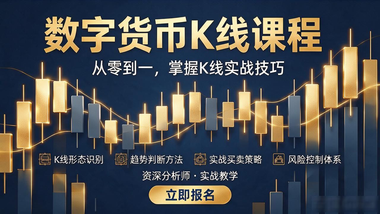 数字货币K线课程海报怎么做，文案、排版、配色一张全给你拆透