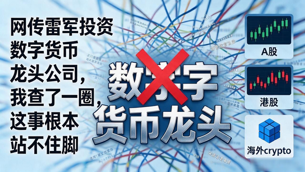 网传雷军投资数字货币龙头公司，我查了一圈，这事根本站不住脚